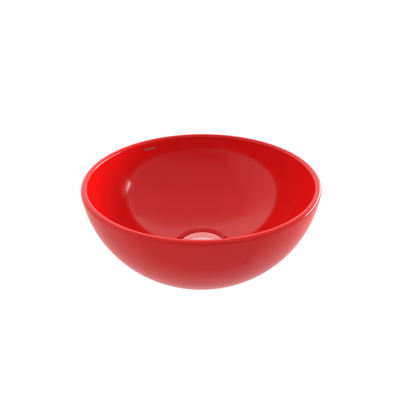 BOCCHI Sottile Slim Line Yuvarlak Mini Lavabo 26 cm, Parlak Kırmızı