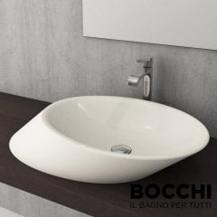BOCCHİ Vessel Yatay Çanak Lavabo 72 cm Parlak Bisküvi