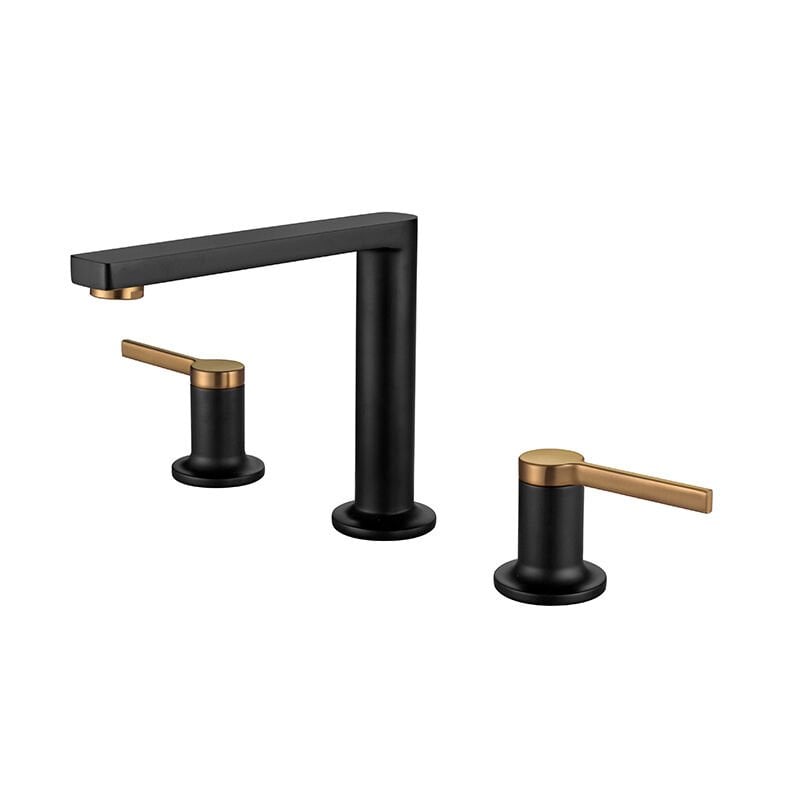 NEWARC Bold 3 Delikli Lavabo Bataryası Siyah-Mat Altın