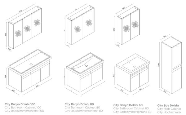 Karen City 100 cm Sonomo Banyo Dolabı