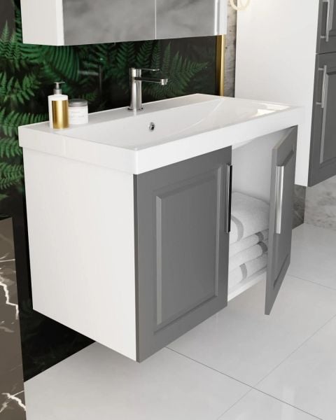 Karen Arin 80 cm Trend Gri Banyo Dolabı
