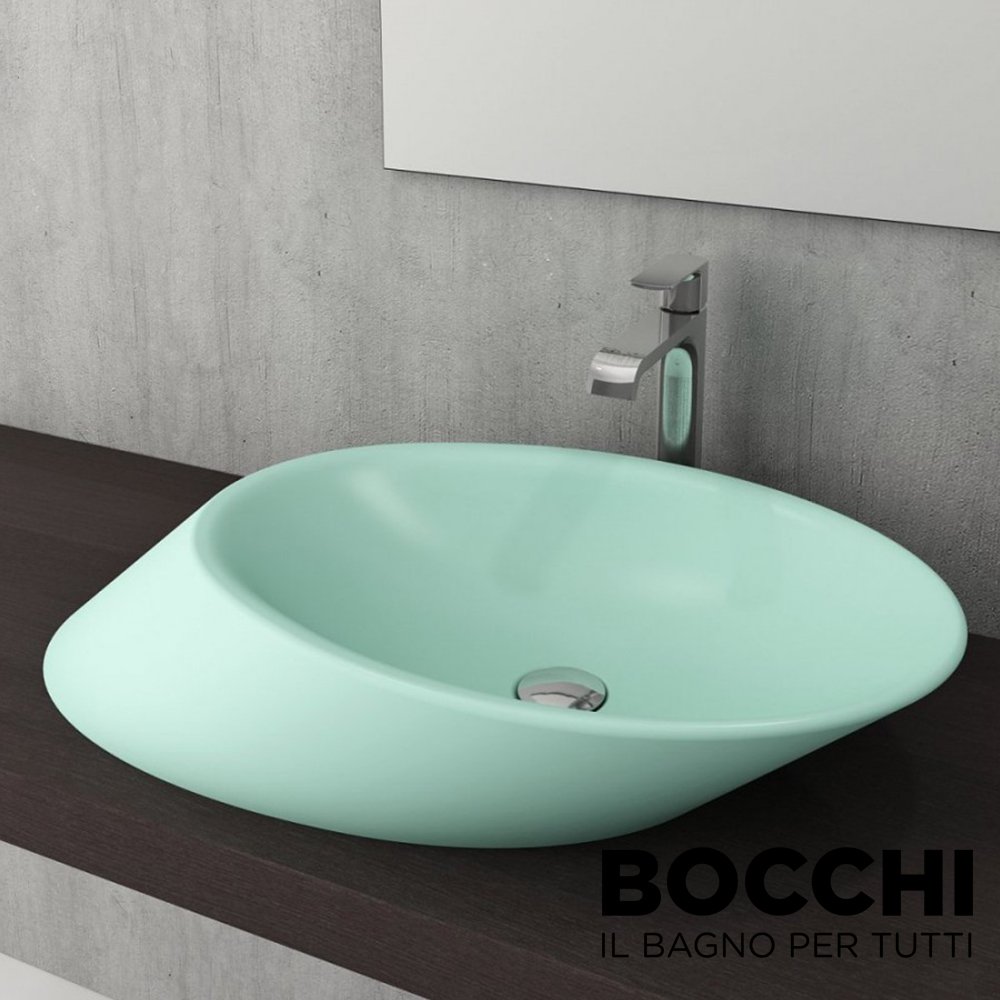 BOCCHİ Vessel Yatay Çanak Lavabo 72 cm Mat Mint Yeşil