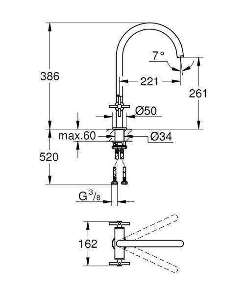 Grohe Atrio Kuğu Borulu Eviye Bataryası,