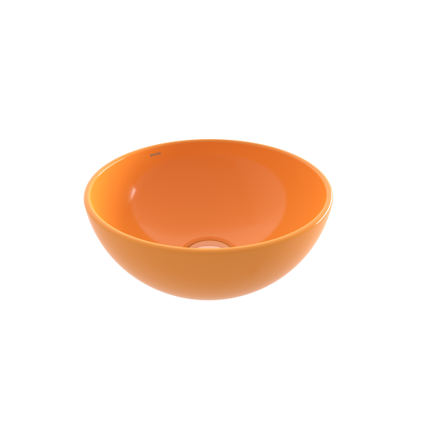BOCCHI Sottile Slim Line Yuvarlak Mini Lavabo 26 cm, Parlak Mandalina Sarısı