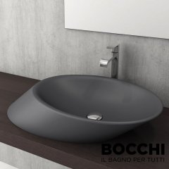 BOCCHİ Vessel Yatay Çanak Lavabo 72 cm Mat Antrasit