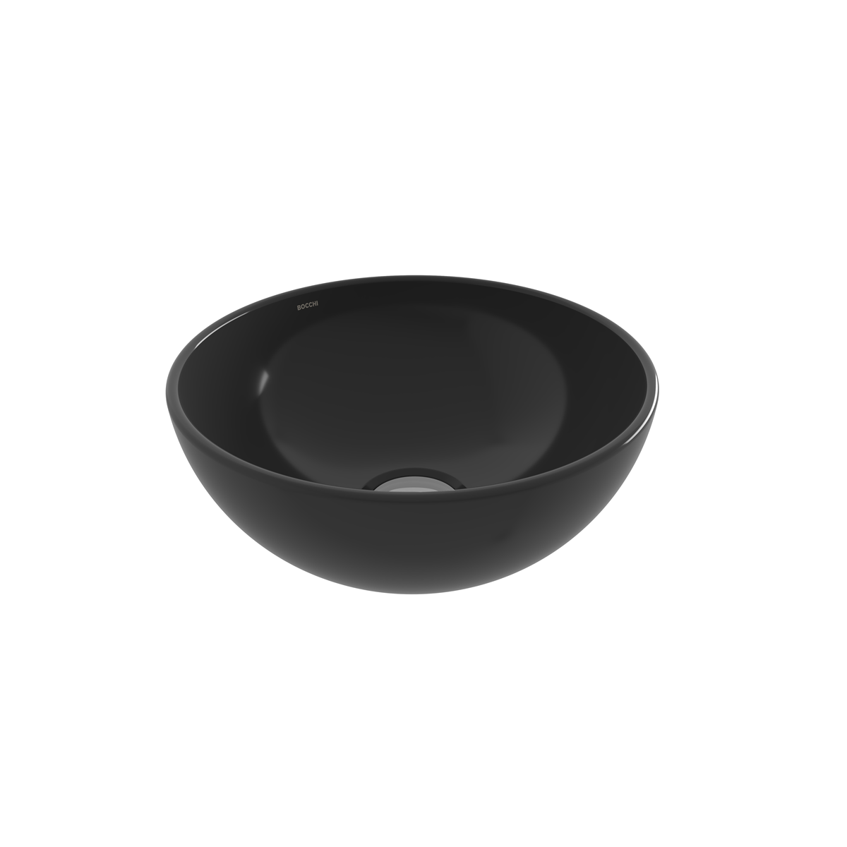 BOCCHI Sottile Slim Line Yuvarlak Mini Lavabo 26 cm, Parlak Siyah