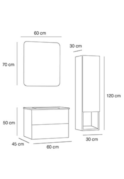 Fym Gloria 60 cm Banyo Dolabı Yakut Kırmızı