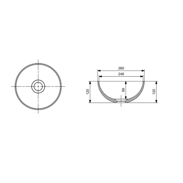 BOCCHI Sottile Slim Line Yuvarlak Mini Lavabo 26 cm, Parlak Burgonya Bordosu