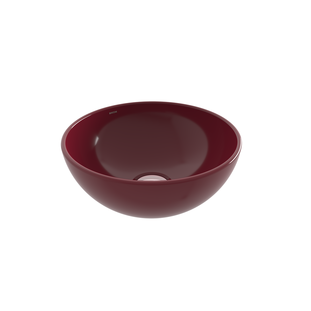 BOCCHI Sottile Slim Line Yuvarlak Mini Lavabo 26 cm, Parlak Burgonya Bordosu