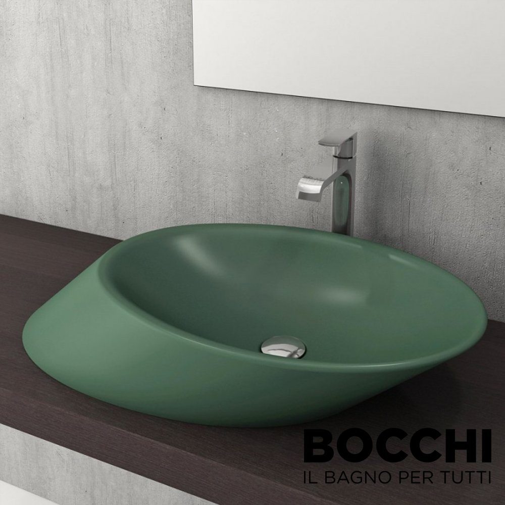 BOCCHİ Vessel Yatay Çanak Lavabo 72 cm Mat Yeşil