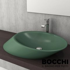 BOCCHİ Vessel Yatay Çanak Lavabo 72 cm Mat Yeşil
