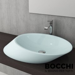 BOCCHİ Vessel Yatay Çanak Lavabo 72 cm Mat Buz Mavisi