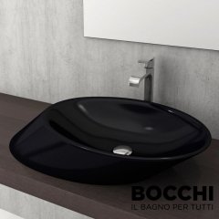 BOCCHİ Vessel Yatay Çanak Lavabo 72 cm Parlak Siyah