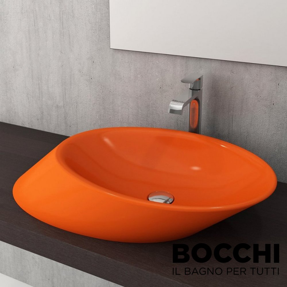 BOCCHİ Vessel Yatay Çanak Lavabo 72 cm Parlak Turuncu
