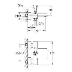 Grohe Eurocube Joy Tek Kumandalı Banyo Bataryası