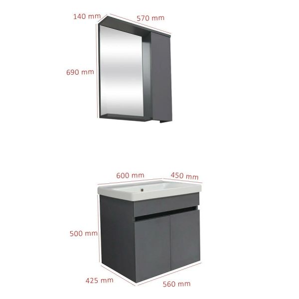Karen Arya 60 cm Antrasit Banyo Dolabı
