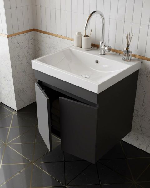 Karen Arya 60 cm Antrasit Banyo Dolabı