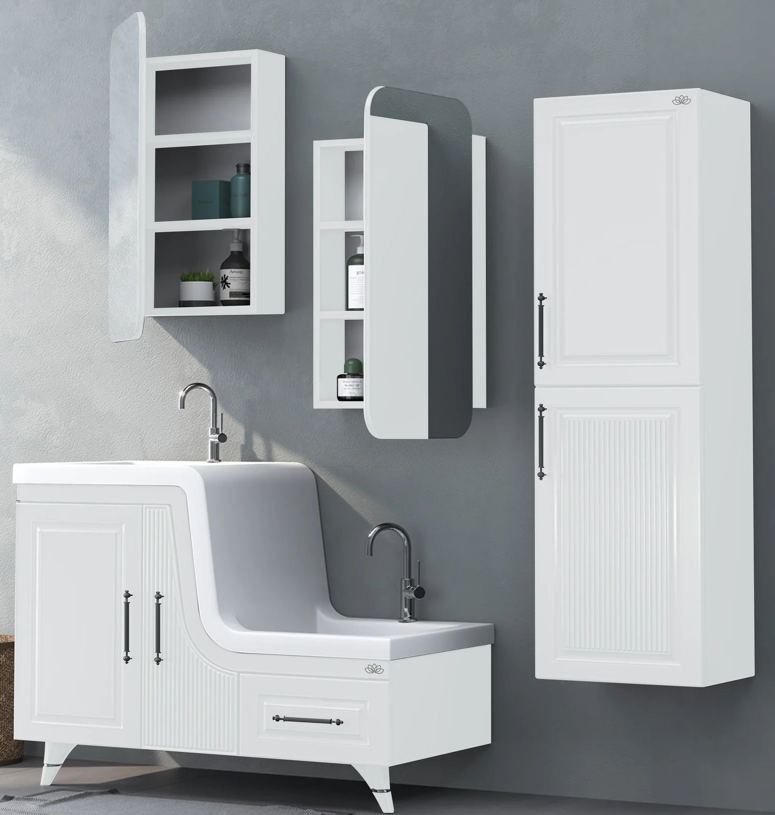 Shower Ceylin 100 cm Beyaz Banyo Dolabı