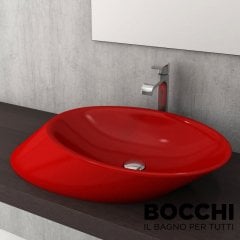 BOCCHİ Vessel Yatay Çanak Lavabo 72 cm Parlak Kırmızı