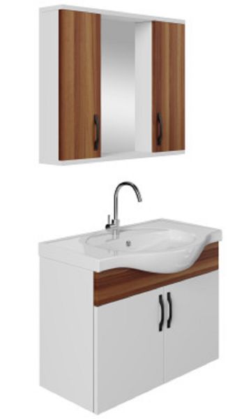 Karen Mercan 80 cm Söğüt/Beyaz Banyo Dolabı