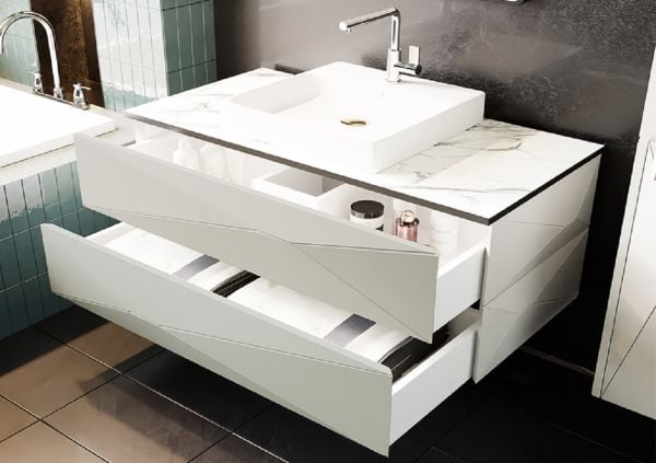 Karen Rüzgar 100 cm Beyaz Banyo Dolabı