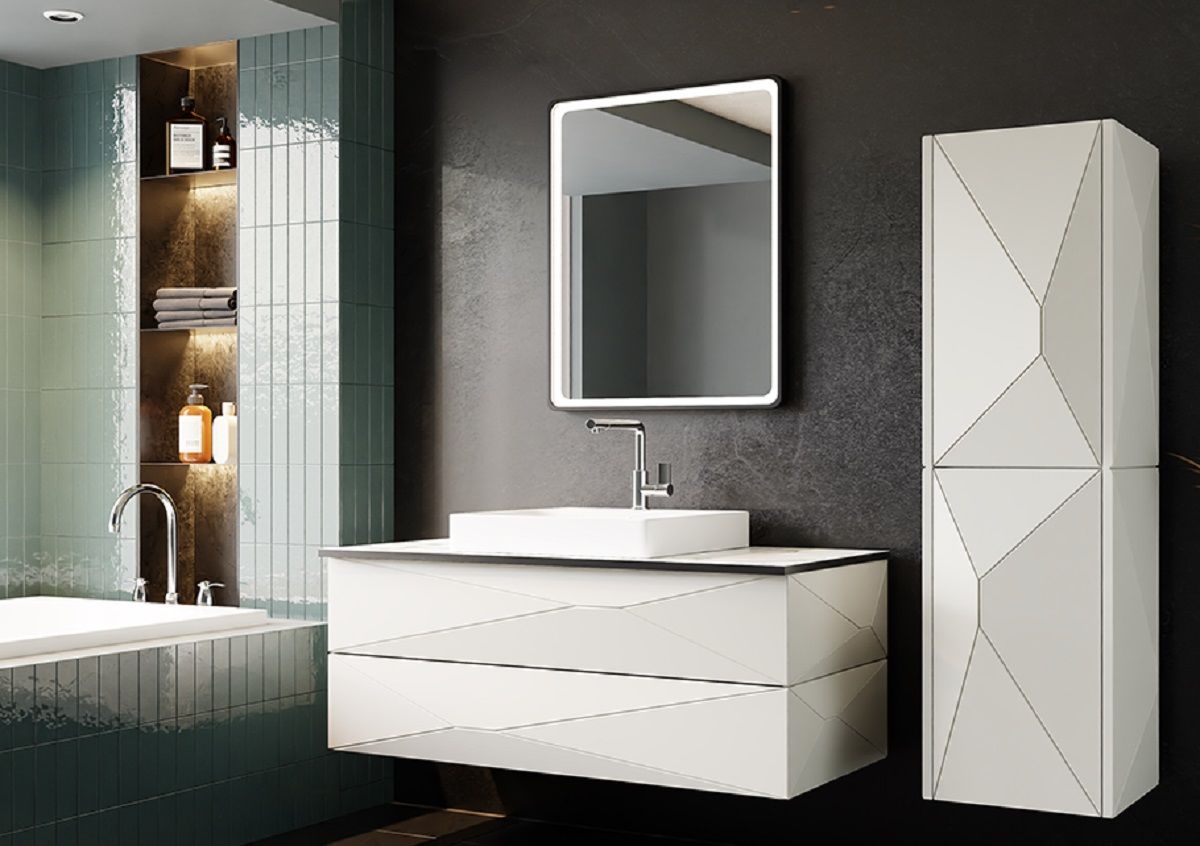 Karen Rüzgar 100 cm Beyaz Banyo Dolabı