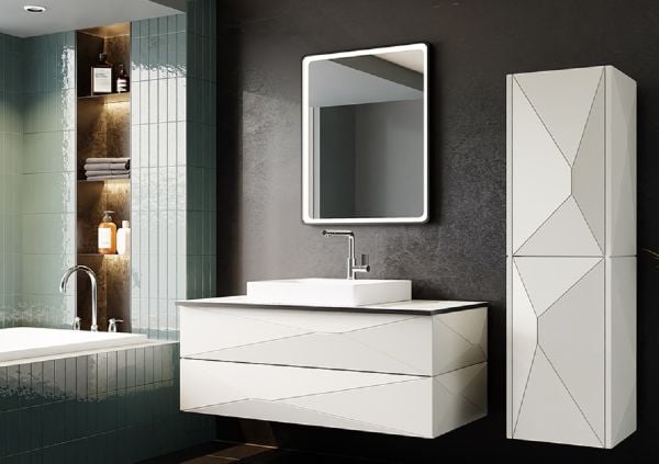 Karen Rüzgar 100 cm Beyaz Banyo Dolabı