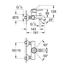 Grohe BauClassic Tek Kumandalı Banyo Bataryası