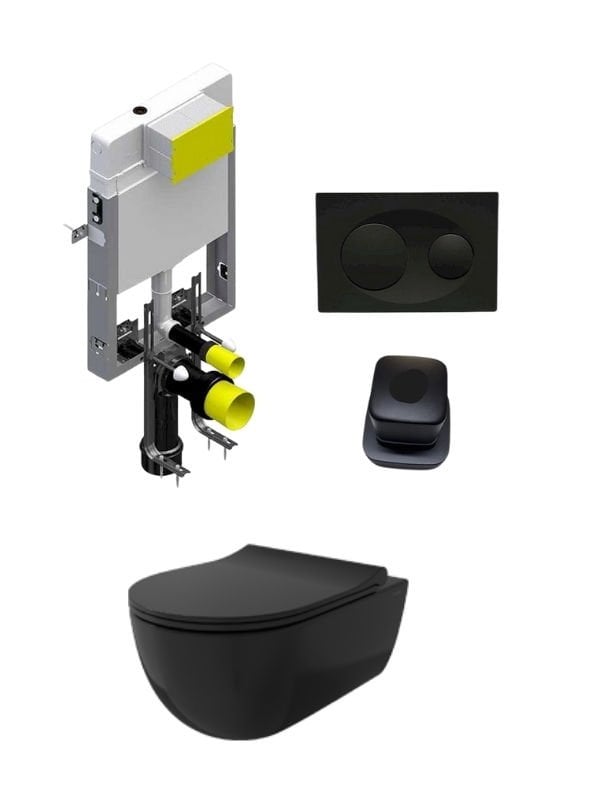 Serel Gömme Rezervuar Classis Mat Siyah Asma Klozet Seti