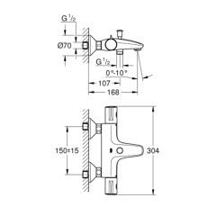 Grohe Grohtherm 800 Termostatik Banyo Bataryası