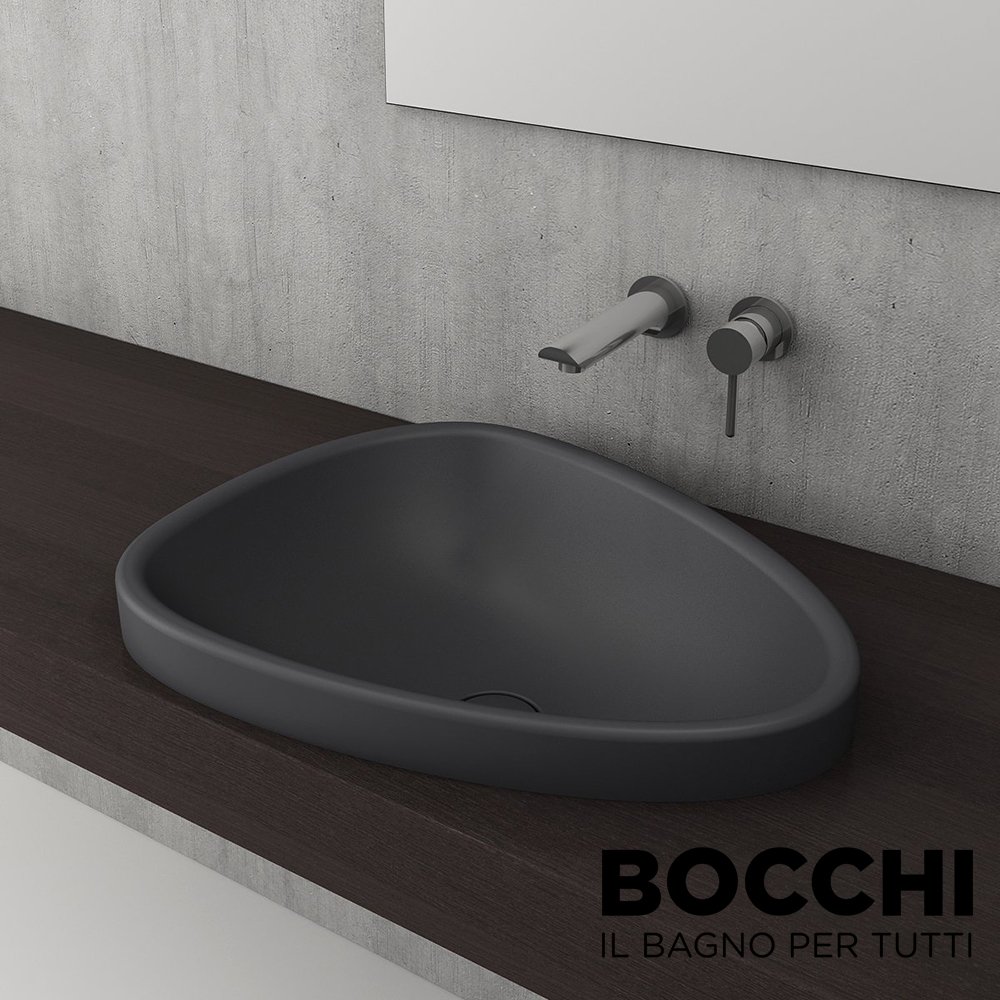 BOCCHİ Etna Tezgah Üstü Lavabo 58 cm Mat Antrasit