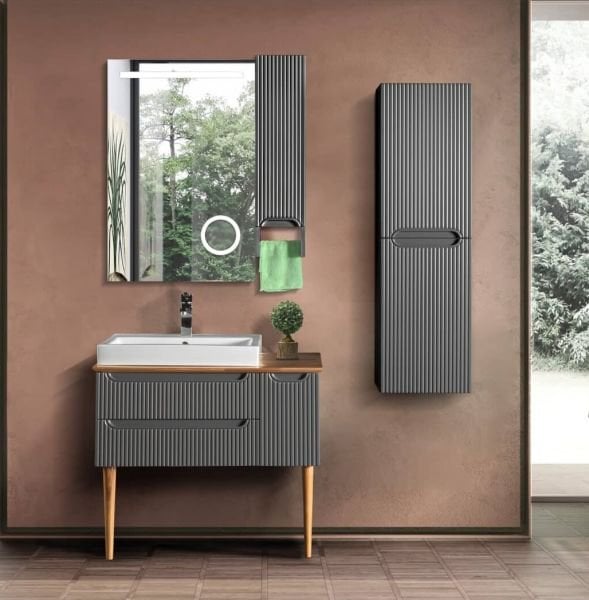 Bagnora Artemis 85 cm Antrasit Banyo Dolabı