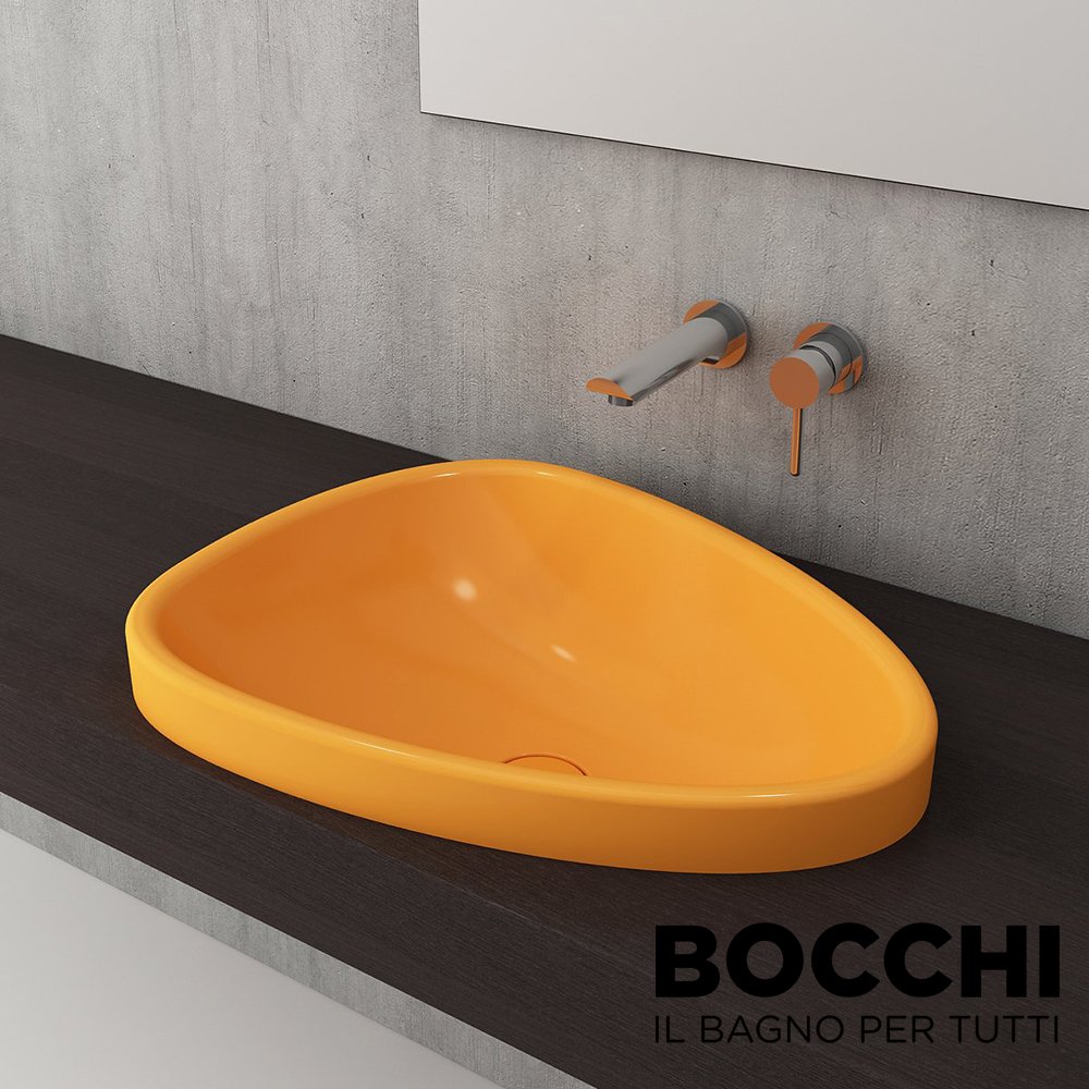 BOCCHİ Etna Tezgah Üstü Lavabo 58 cm Parlak Mandalina Sarısı