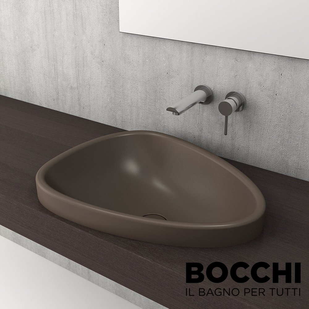 BOCCHİ Etna Tezgah Üstü Lavabo 58 cm Mat Kahve