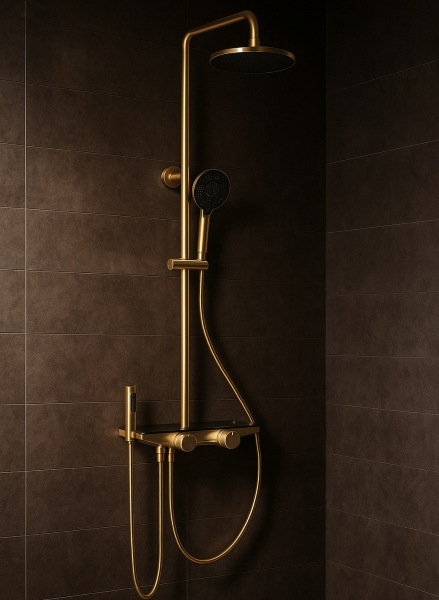 Newarc Bold Mat Altın Bataryalı Duş Ünitesi