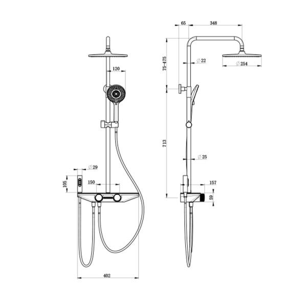 Newarc Bold Mat Altın Bataryalı Duş Ünitesi