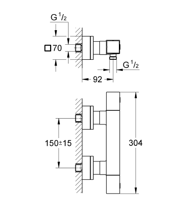 Grohe Grohtherm Cube Termostatik duş bataryası