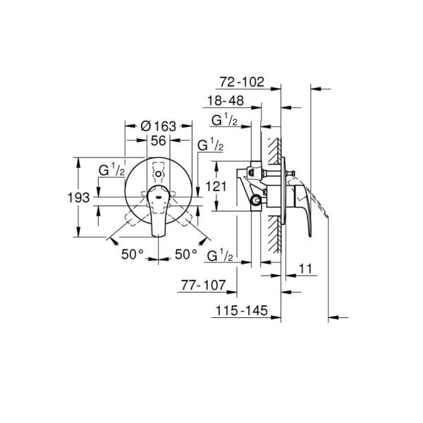 Grohe Eurosmart Ankastre Duş Bataryası