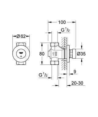 Grohe Euroeco Cosmopolitan T Zaman Ayarlı Ankastre duş Valfi