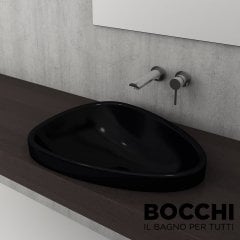 BOCCHİ Etna Tezgah Üstü Lavabo 58 cm Parlak Siyah