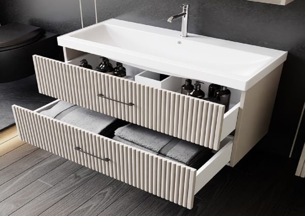 Karen Liana 100 cm Alman Kahve Banyo Dolabı