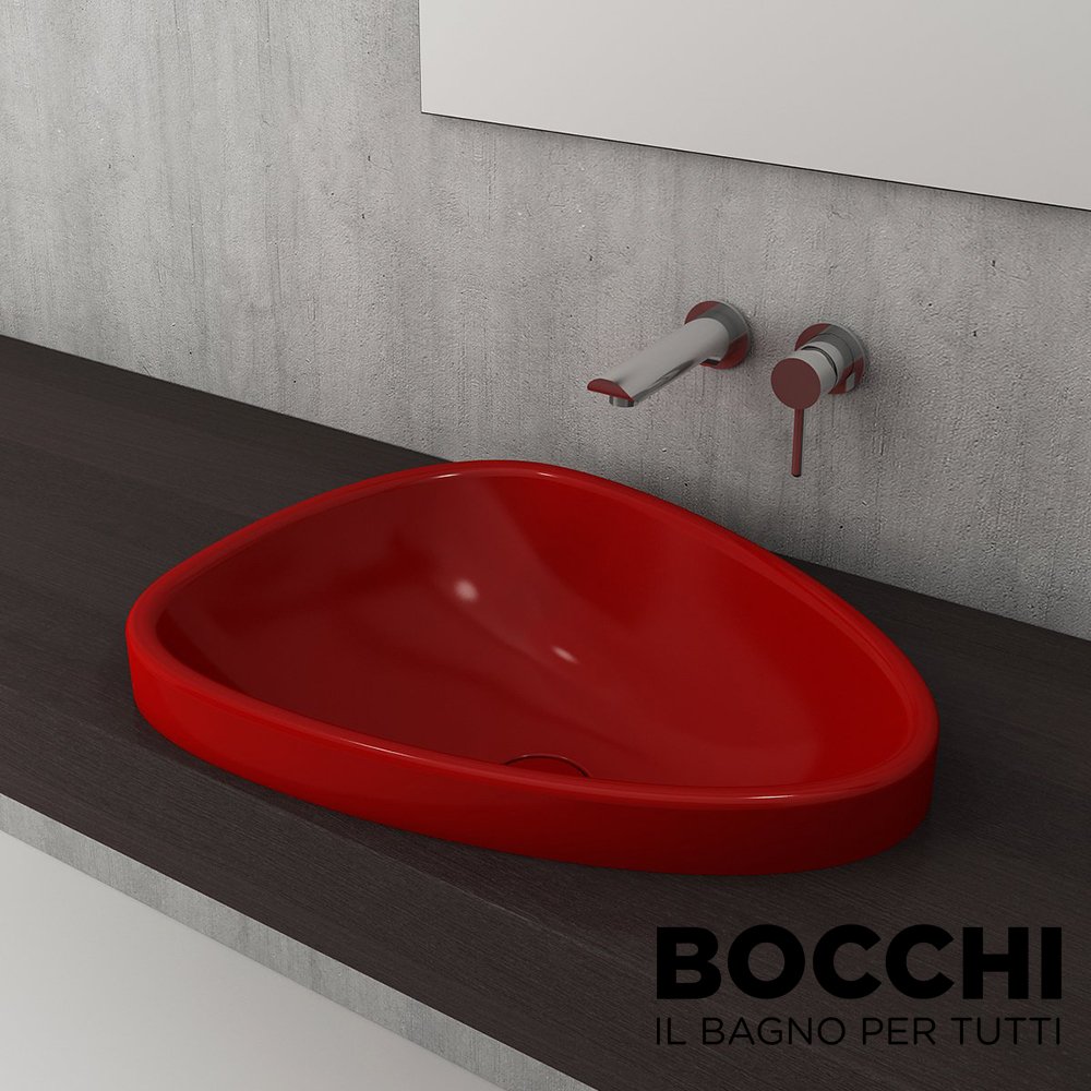 BOCCHİ Etna Tezgah Üstü Lavabo 58 cm Parlak Kırmızı