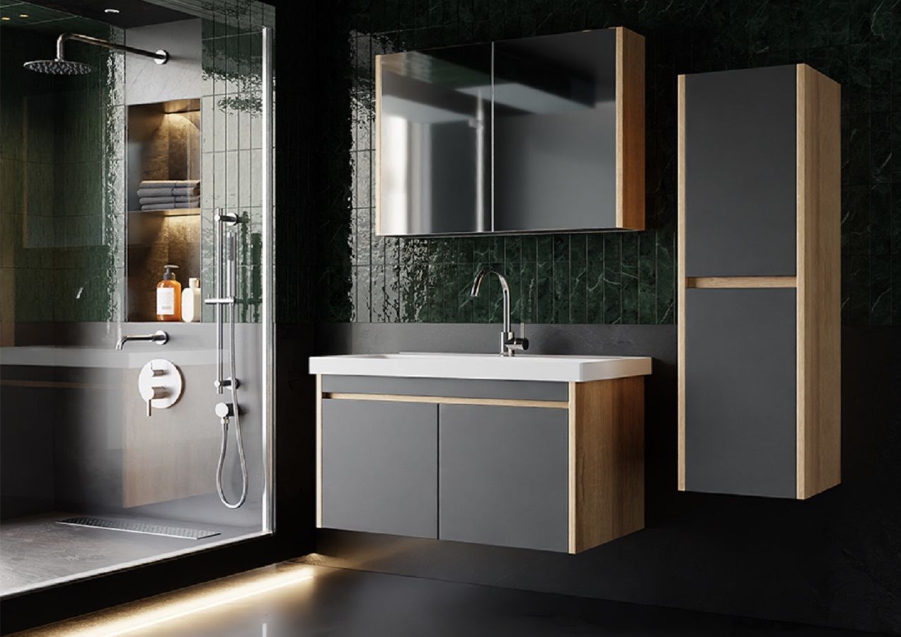 Karen Dallas 80 cm Sonomo/Antrasit Banyo Dolabı