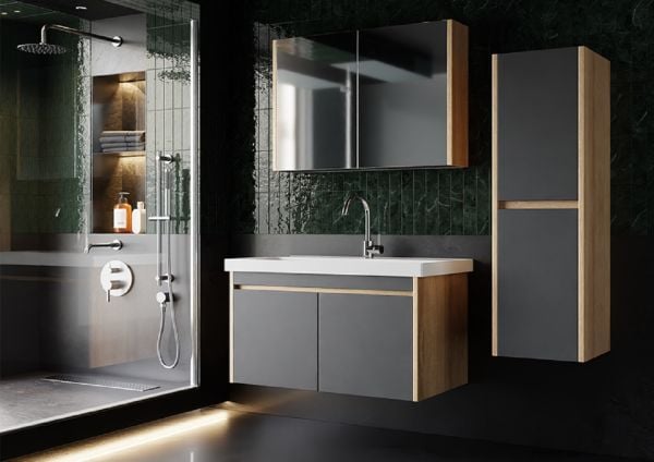 Karen Dallas 80 cm Sonomo/Antrasit Banyo Dolabı