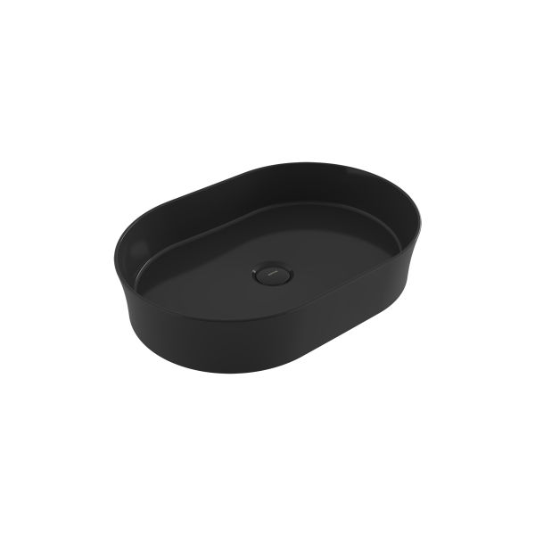 BOCCHI Sottile Slim Line Oval Lavabo 55 cm, Parlak Siyah