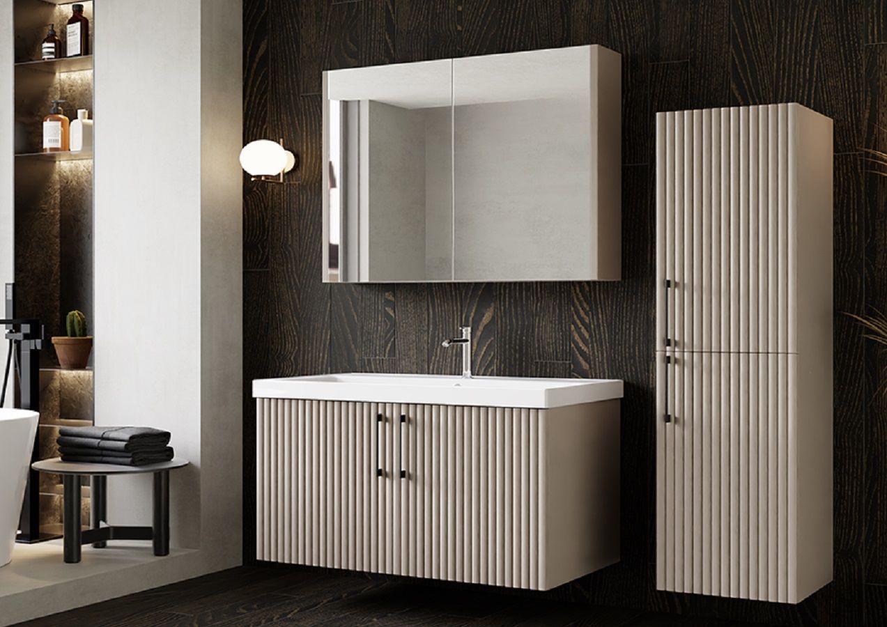 Karen Yağmur 80 cm Alman kahve Banyo Dolabı