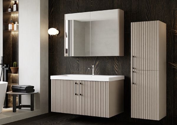 Karen Yağmur 80 cm Alman kahve Banyo Dolabı