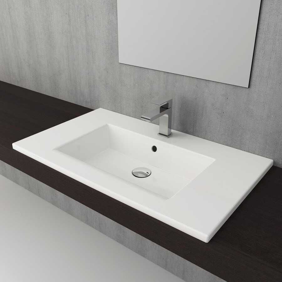 BOCCHI Milano Etajerli Lavabo 80 cm Parlak Beyaz