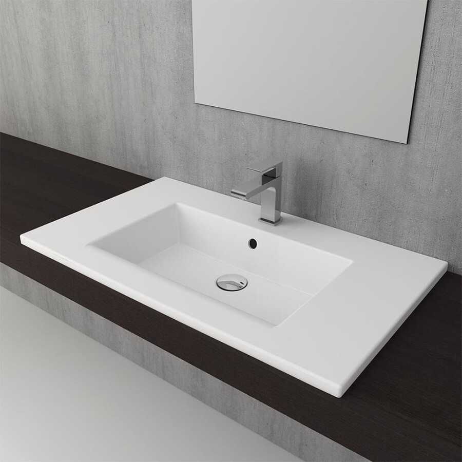 BOCCHI Milano Etajerli Lavabo 80 cm Mat Beyaz